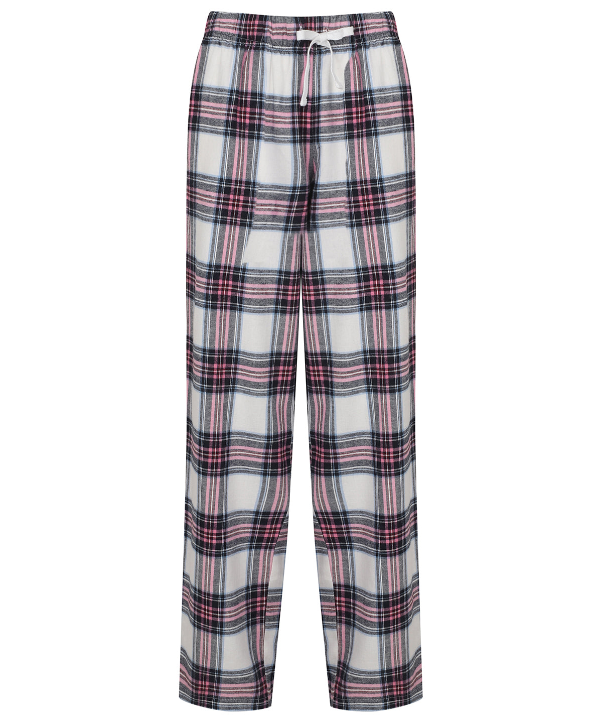 Womens tartan lounge pants | white/pink check