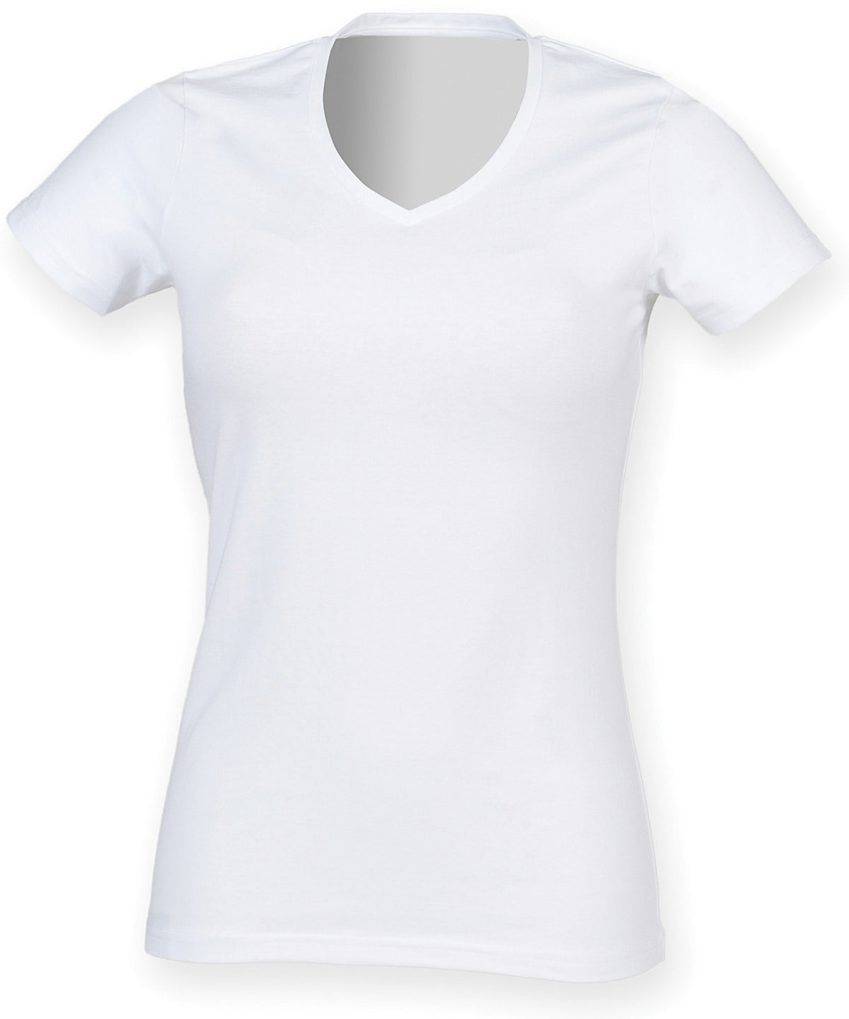 Feel good womens stretch v-neck t-shirt | white