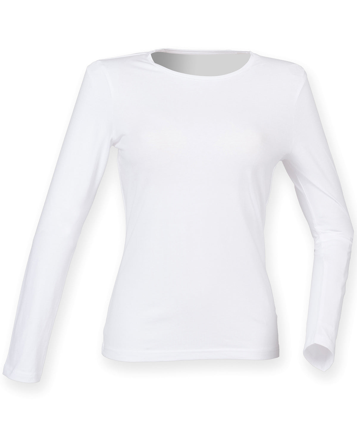 Womens feel good long sleeved stretch t-shirt | white