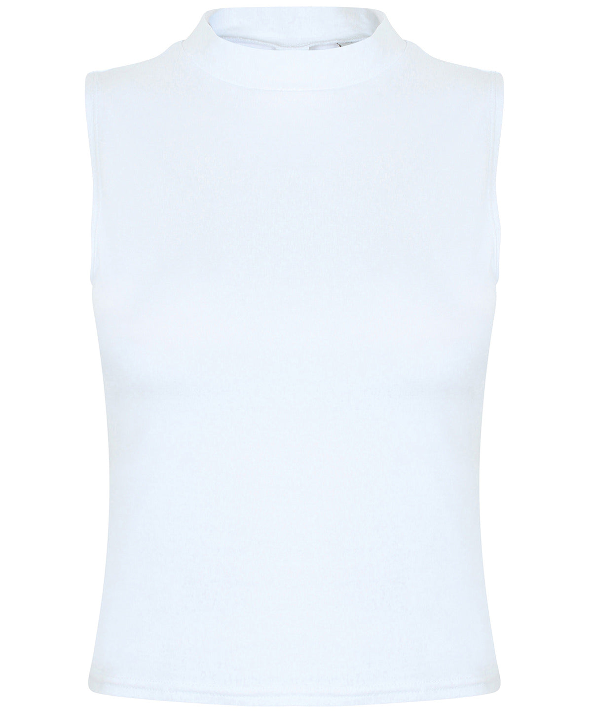 Womens high neck crop vest | white