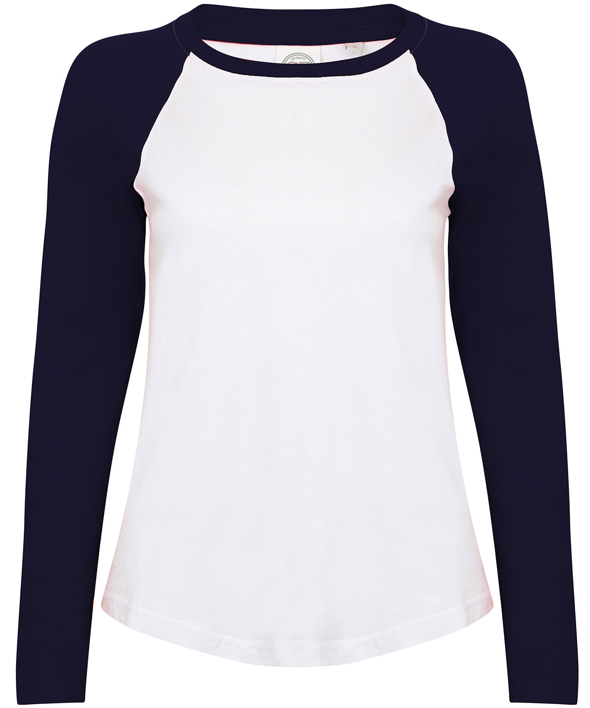 Kids long sleeve baseball T | white/oxford navy