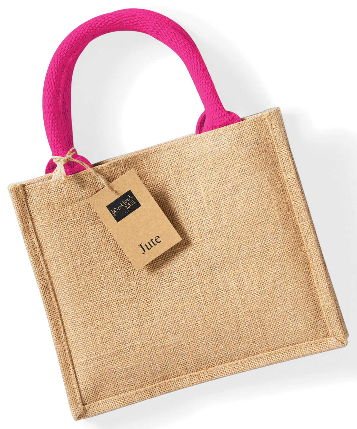 Jute mini gift bag | natural/fuchsia