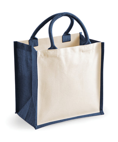 Printers midi jute tote | navy