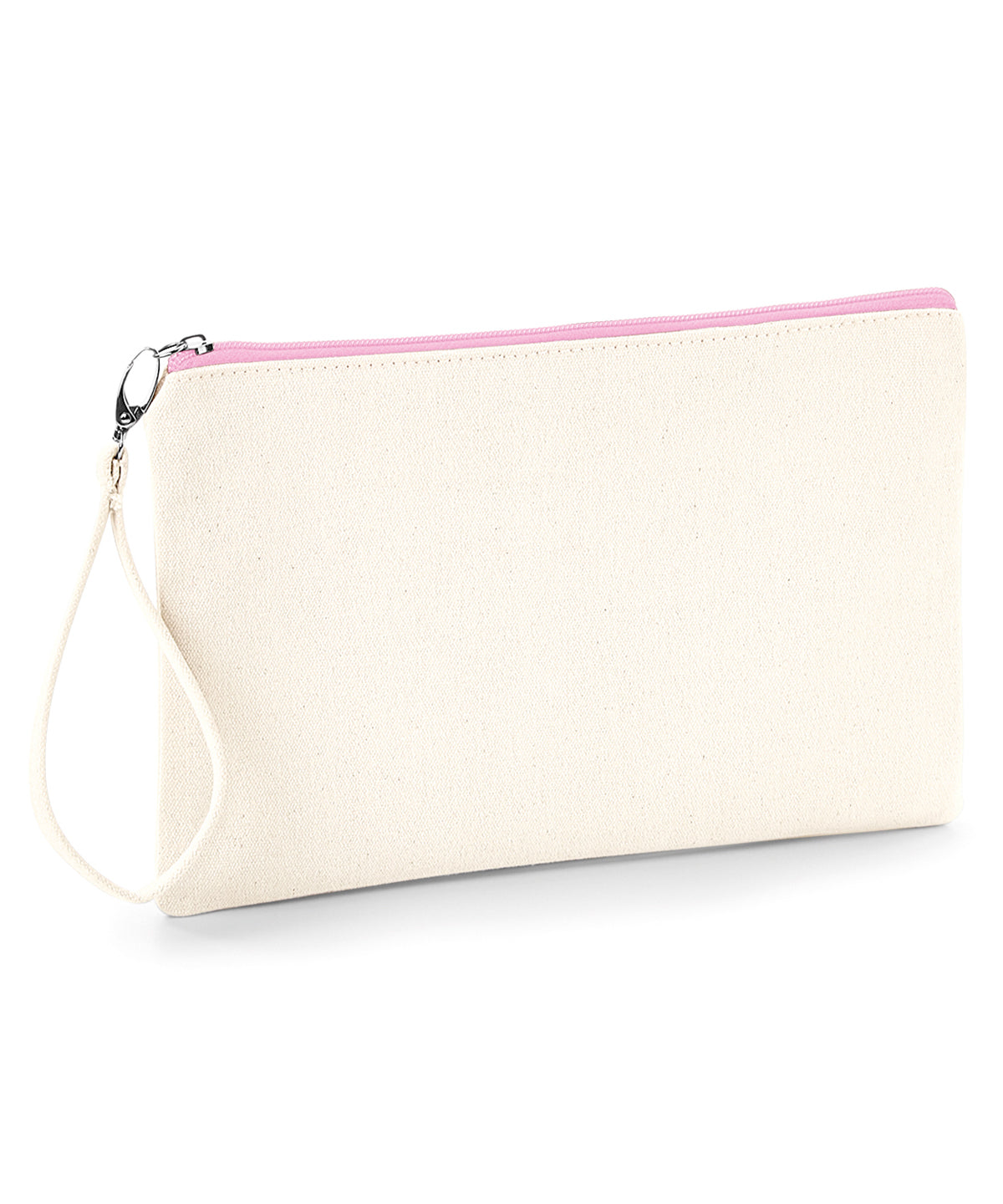 Canvas wristlet pouch | natural/pink