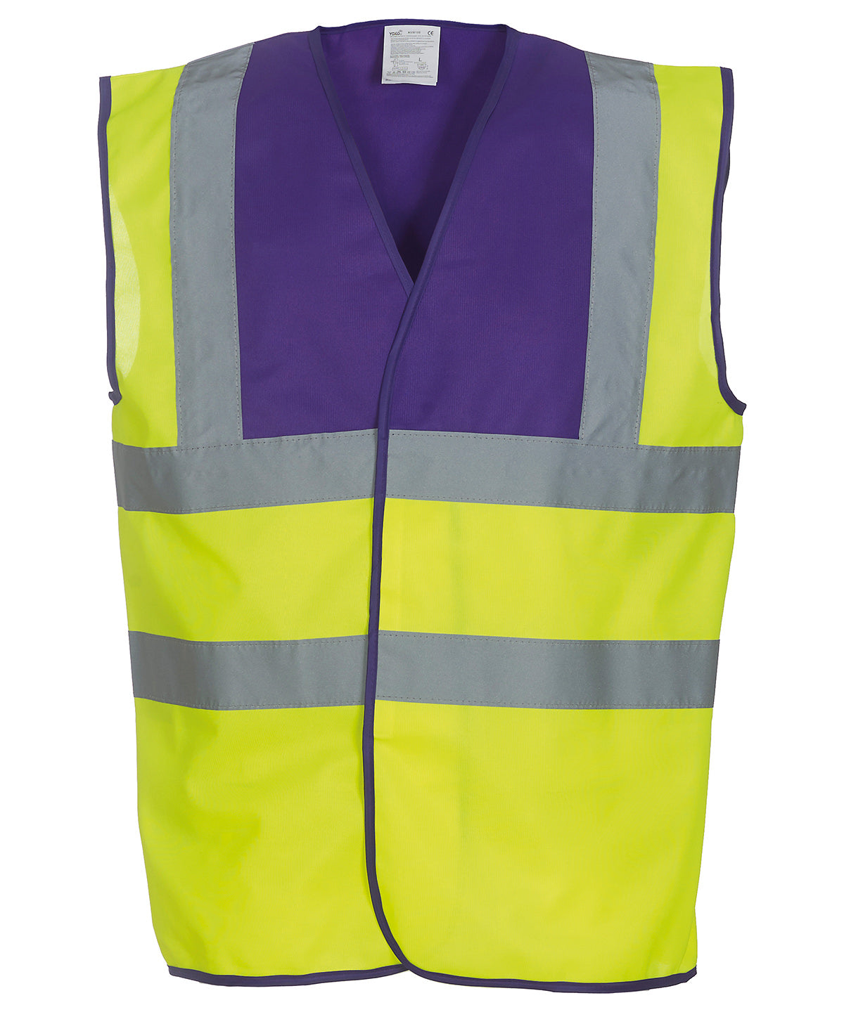 Hi-vis 2-band-and-braces waistcoat (HVW100) | purple yoke/yellow