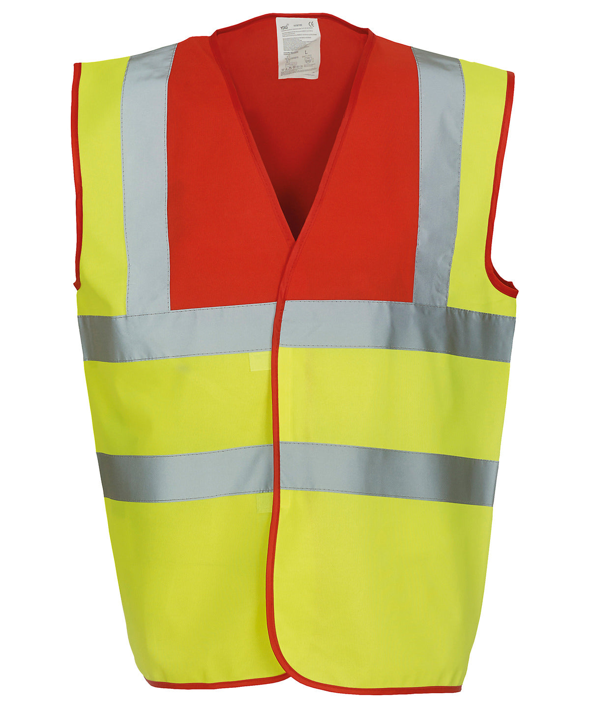 Hi-vis 2-band-and-braces waistcoat (HVW100) | red yoke/yellow