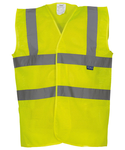 Top cool open mesh 2-band-and-braces waistcoat (HVW120) | yellow