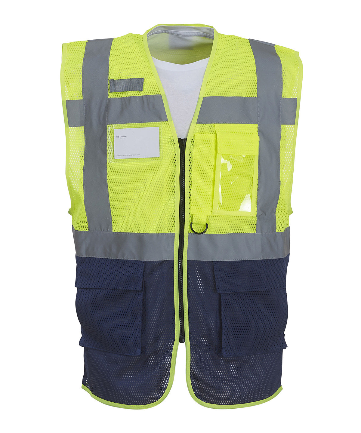 Hi-vis top cool open-mesh executive waistcoat (HVW820) | yellow/navy