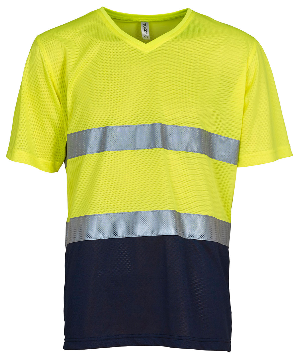 Hi-vis top cool super light v-neck t-shirt (HVJ910) | yellow/navy