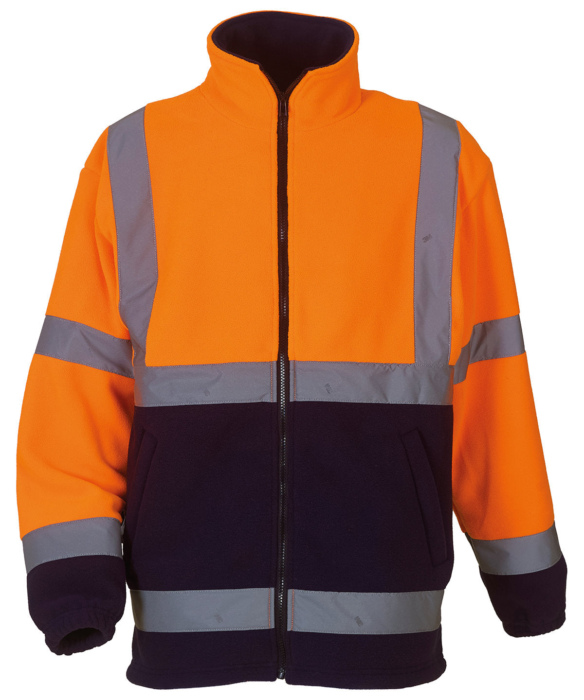 Hi-vis heavyweight fleece jacket (HVK08) | orange/navy
