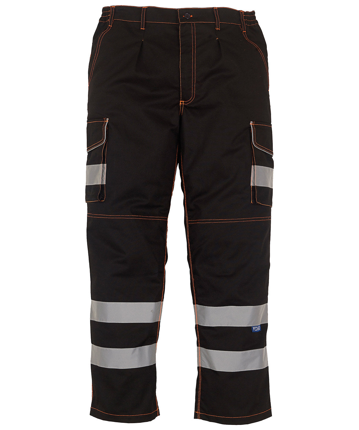 Hi-vis polycotton cargo trousers with kneepad pockets (HV018T/3M) | black