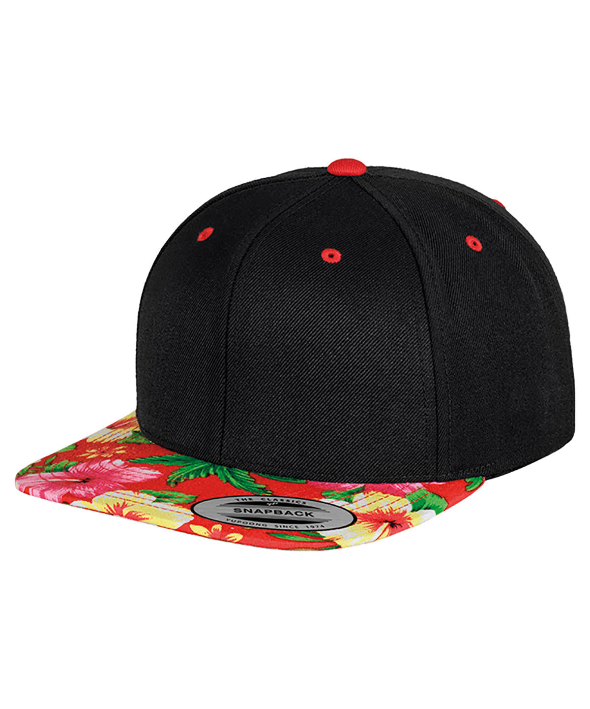 Fashion print snapback (6089DESIGNER) | Black/Floral Red