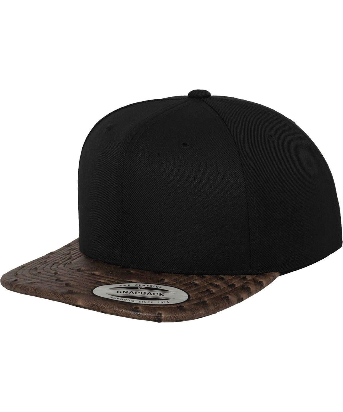 Leather snapback (6089LH) | Black/Ostrich