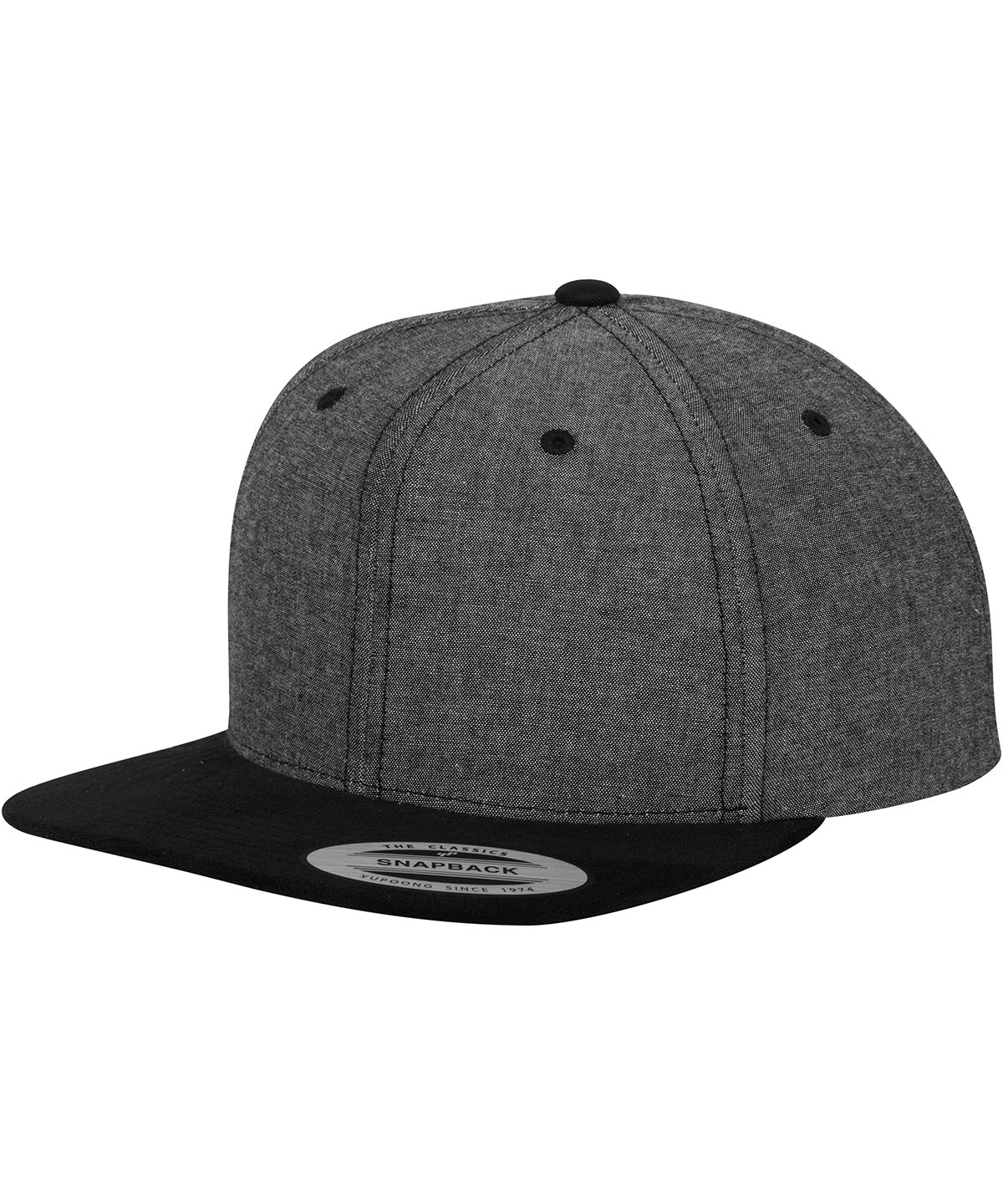 Chambray-suede snapback (6089CH) | Black/Black