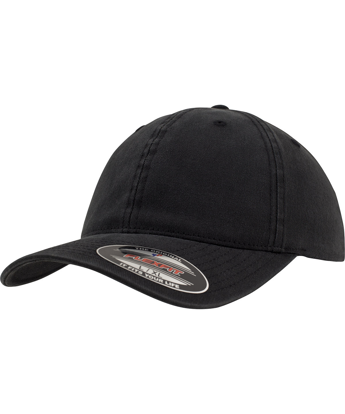 Flexfit garment washed cotton dad hat (6997) | Black