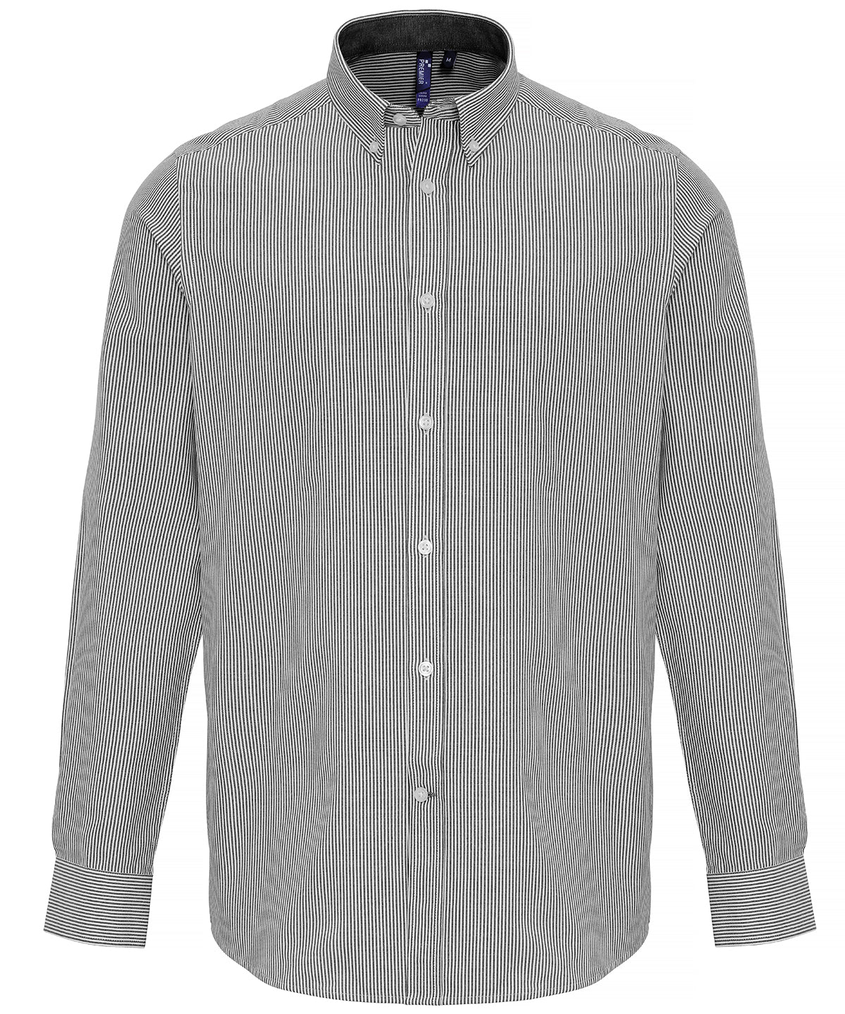 Cotton-rich Oxford stripes shirt | white/grey