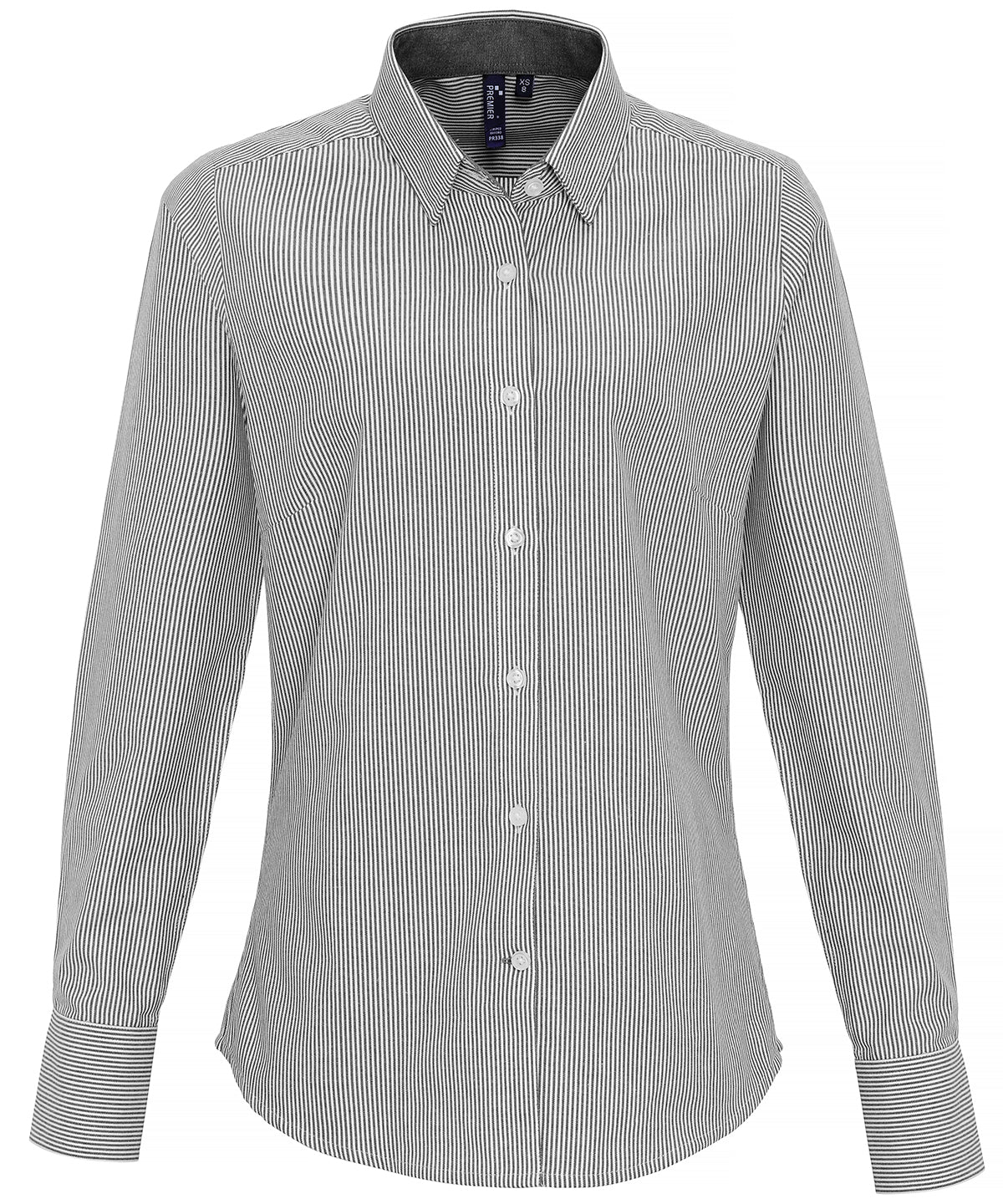 Womens cotton-rich Oxford stripes blouse | White/Grey
