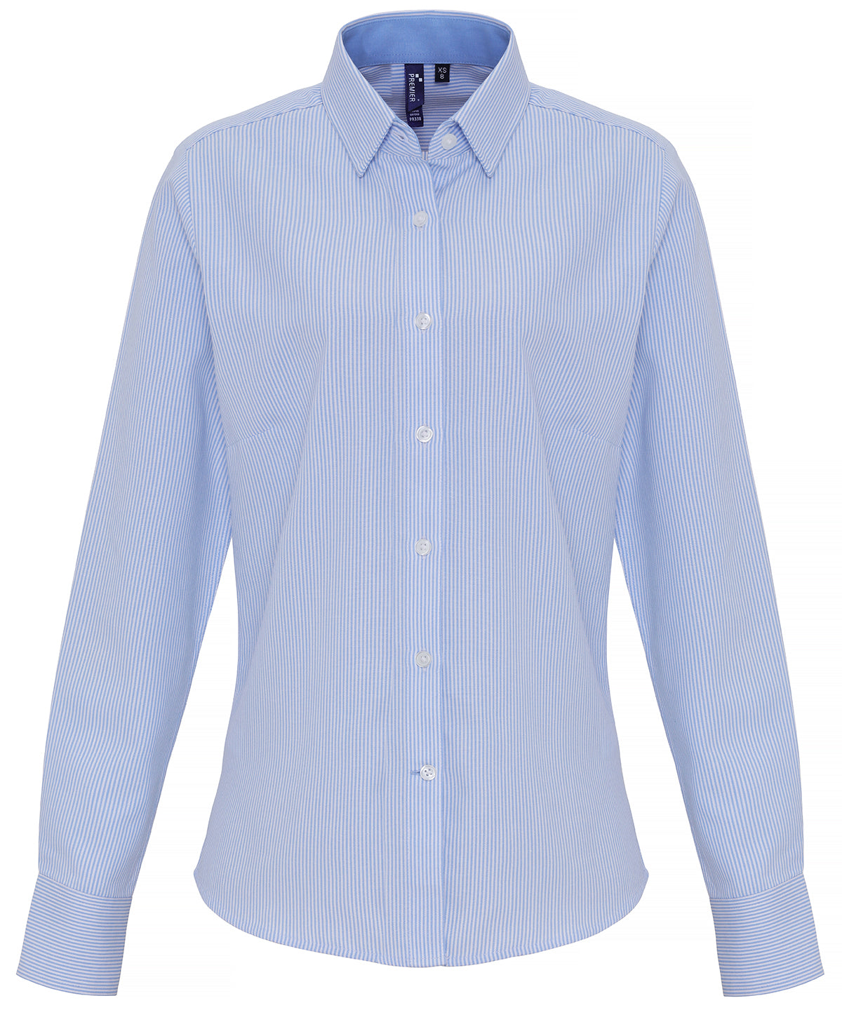 Womens cotton-rich Oxford stripes blouse | white/light blue