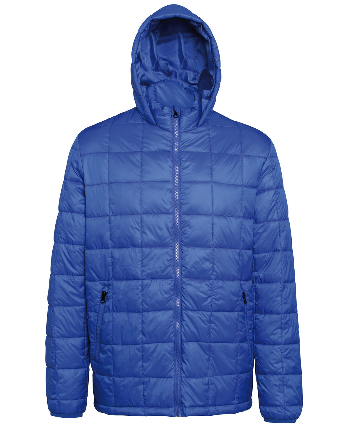 Box quilt hooded jacket | royal