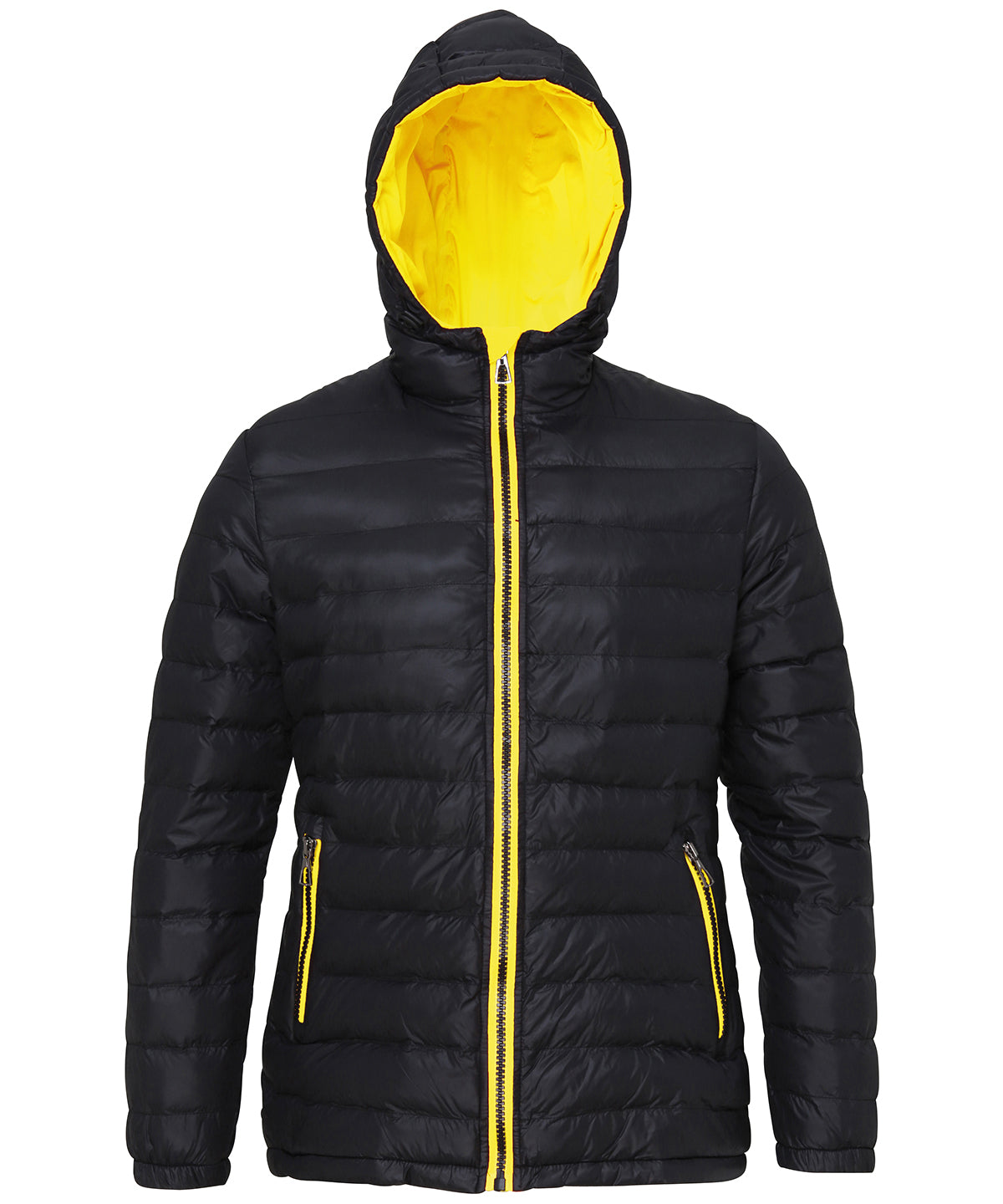 Womens padded jacket | black /bright yellow