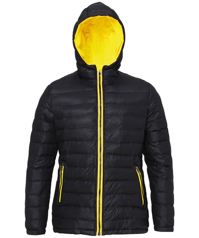 Womens padded jacket | black /bright yellow