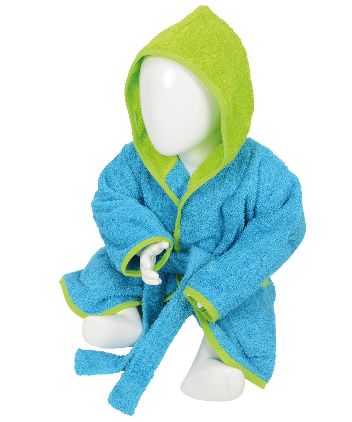 ARTG® Babiezz® hooded bathrobe | Aqua Blue/Lime Green