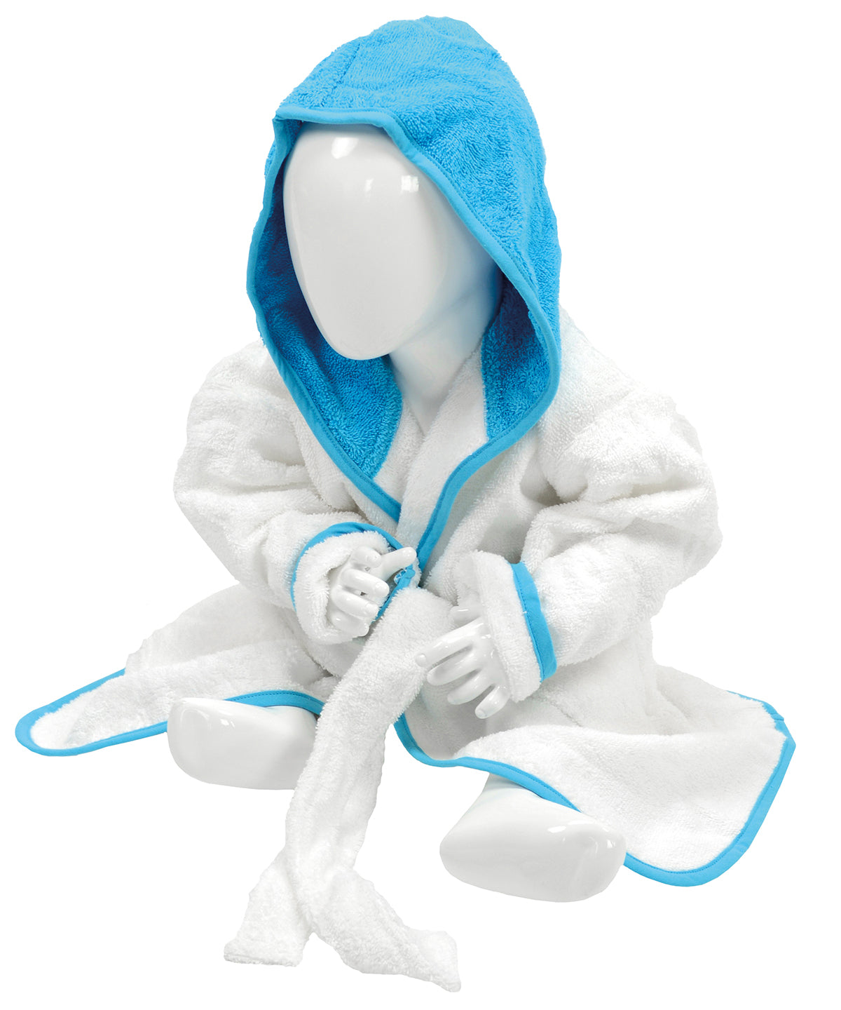 ARTG® Babiezz® hooded bathrobe | White/Aqua Blue