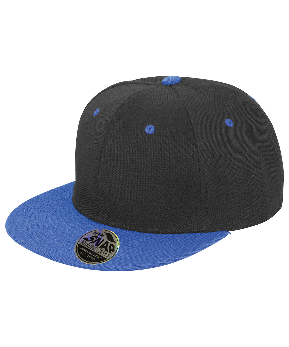 Bronx original flat peak snapback dual colour cap | black/azure