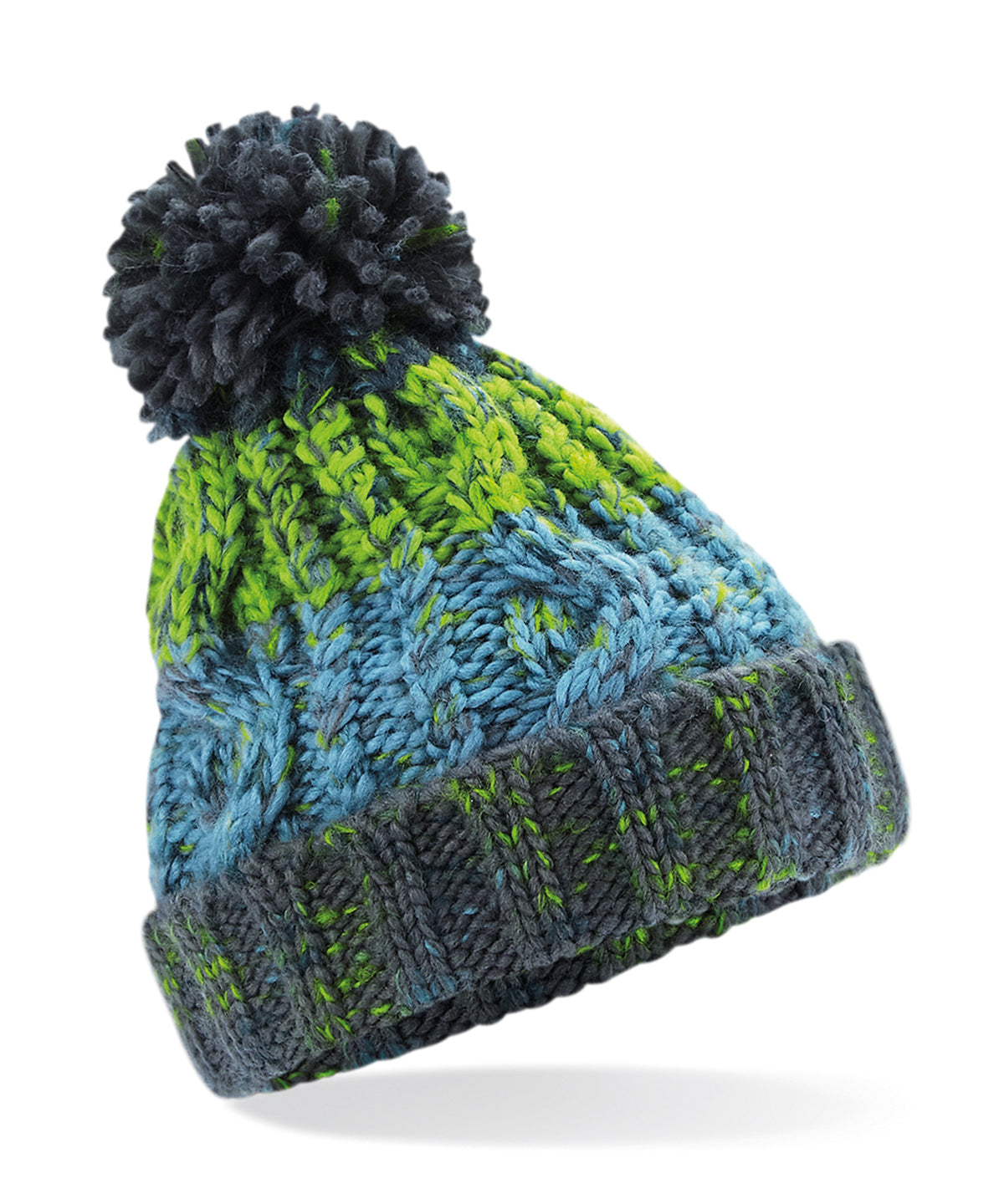 Junior corkscrew pom pom beanie | electric grey