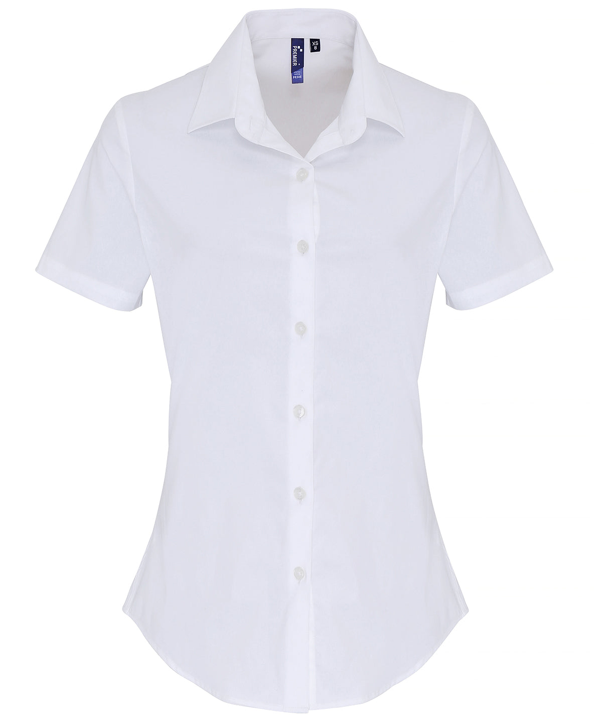 Womens stretch fit cotton poplin short sleeve blouse | white