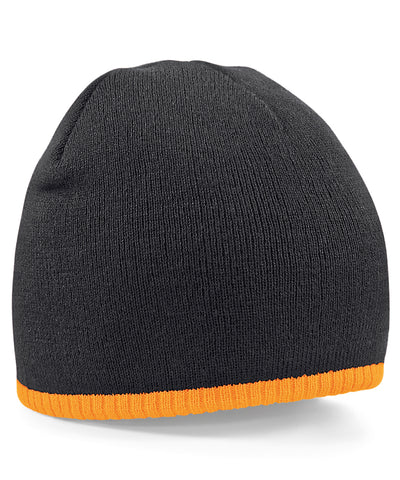 Two-tone pull-on beanie | black/fluorescent orange