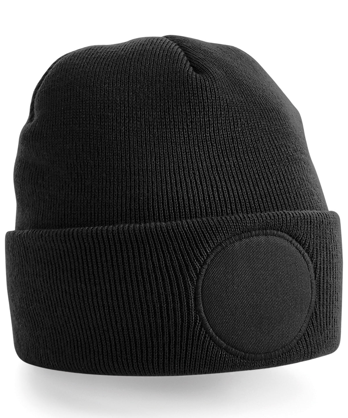 Circular patch beanie | black