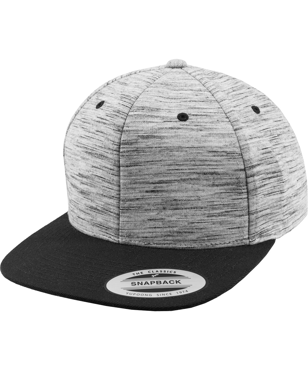 Stripes melange crown snapback (6089SC) | Black/Grey