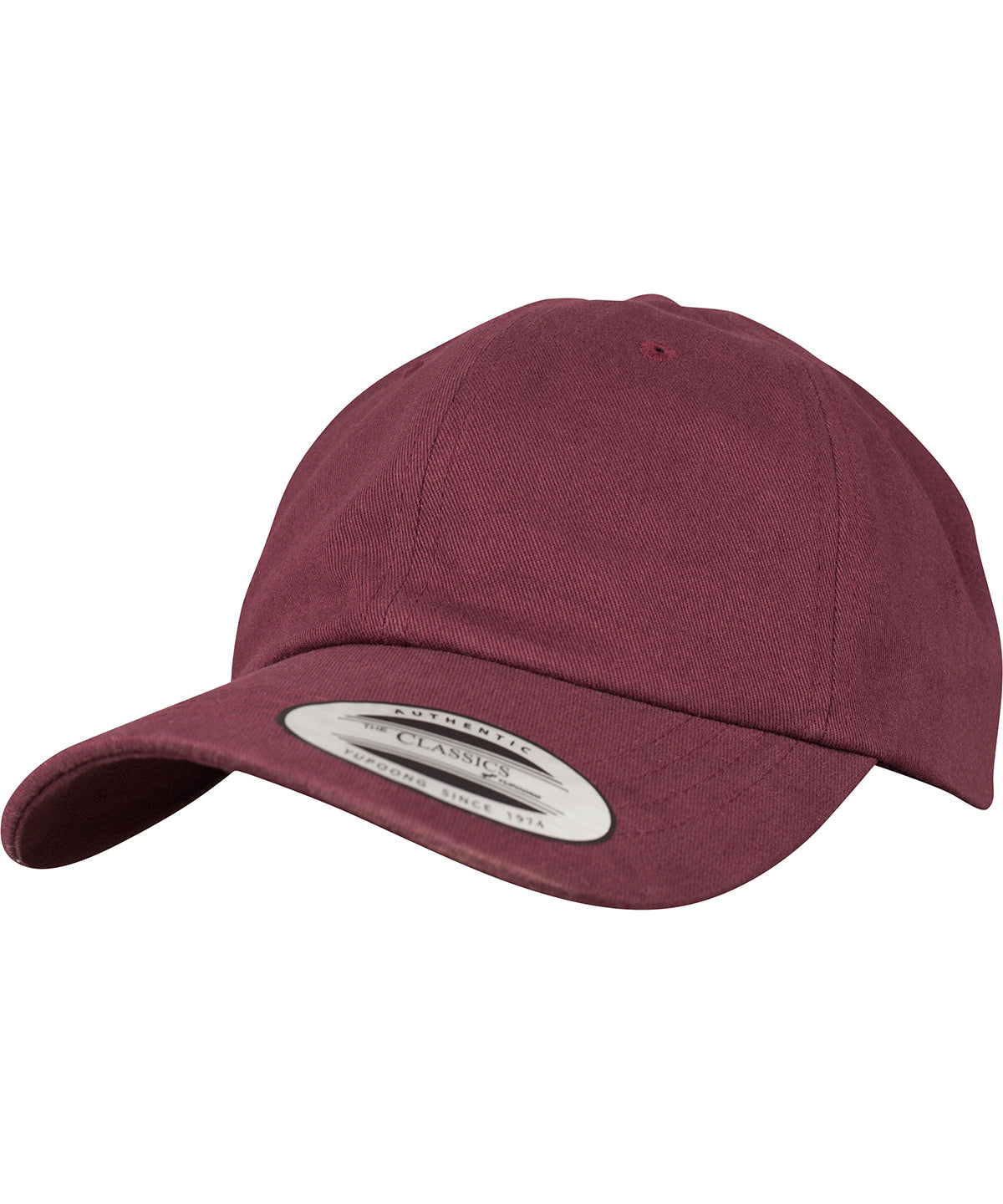 Peached cotton twill dad cap (6245PT) | maroon