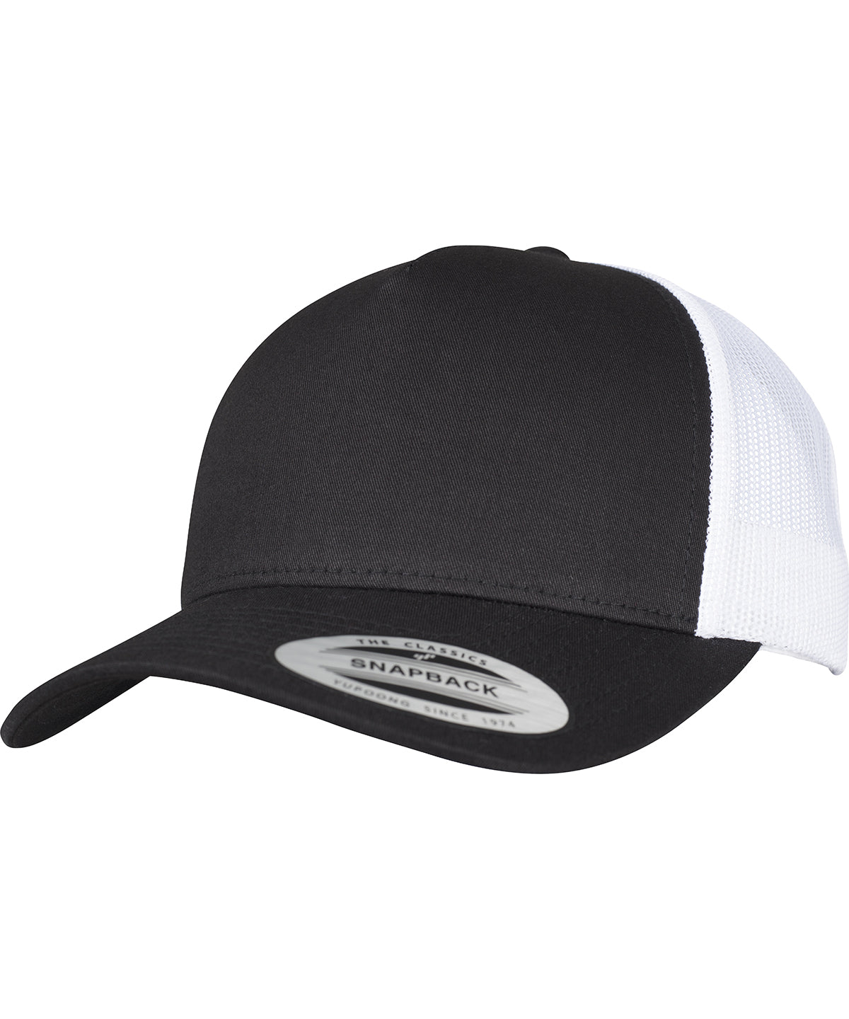 5-panel retro trucker 2-tone cap (6506T) | Black/White