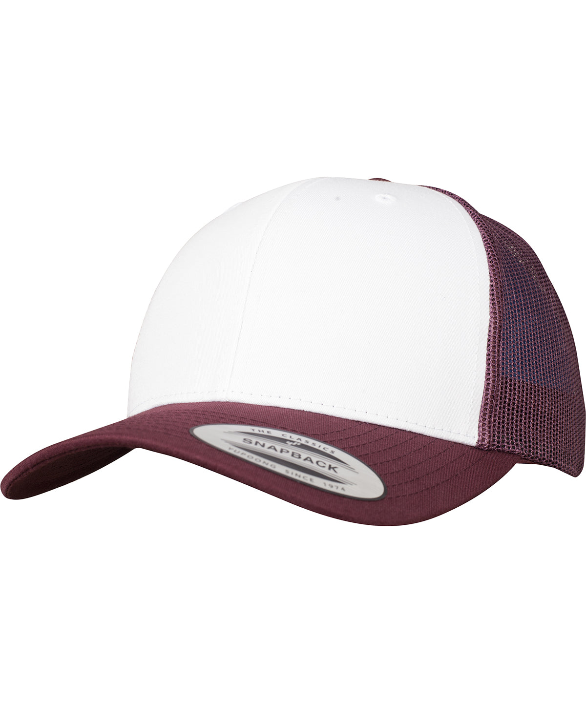 Retro trucker coloured front (6606CF) | maroon/white/maroon