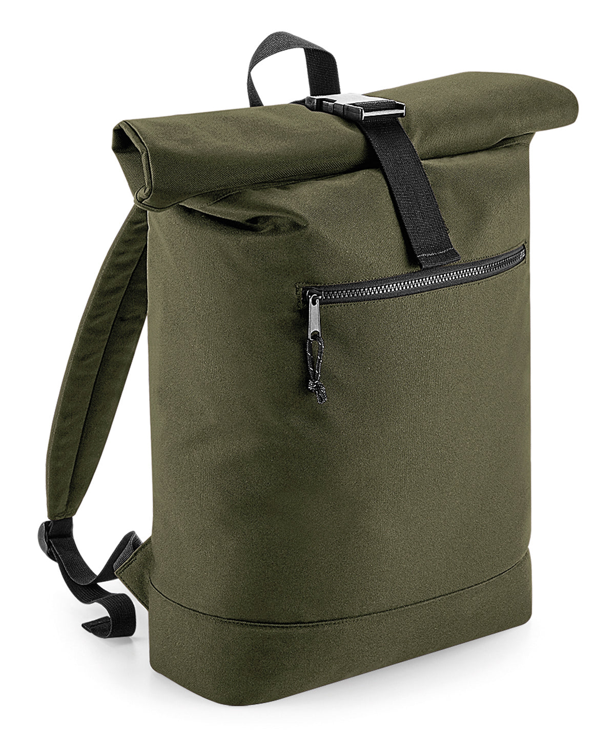 Recycled rolled-top backpack | military green