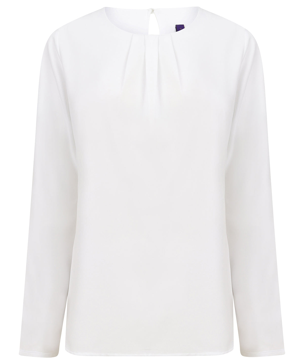 Womens pleat front long sleeve blouse | white