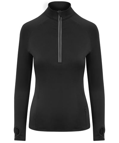 Womens Cool Flex long half-zip top | jet black