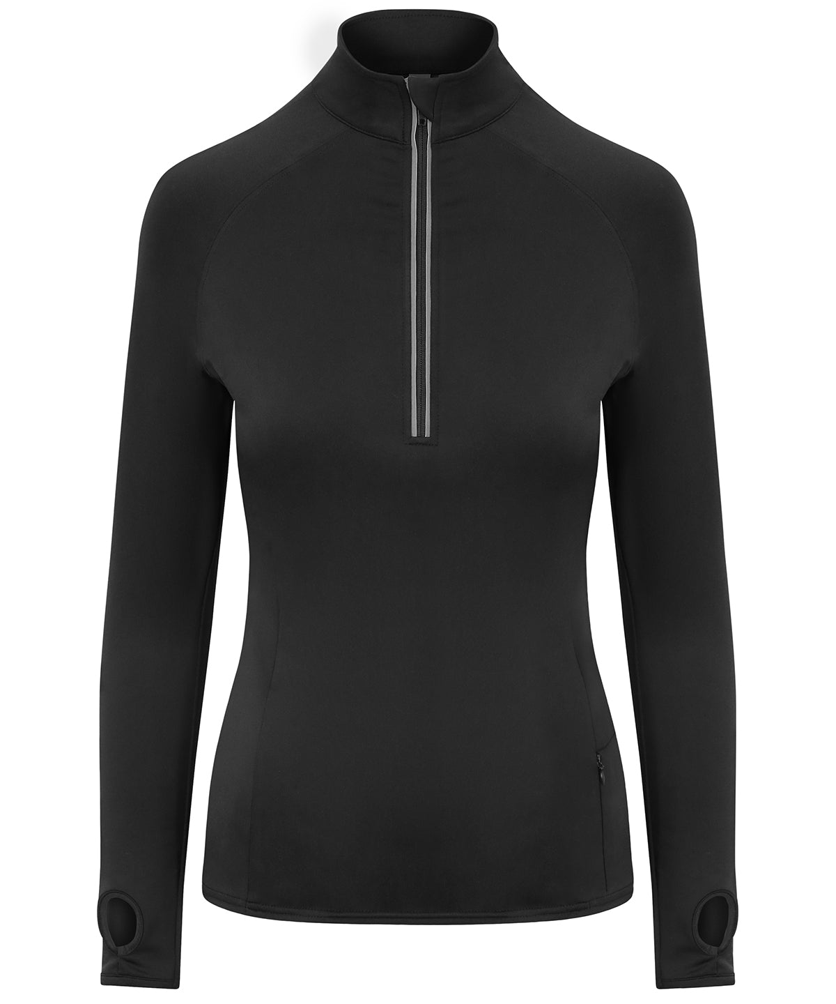 Womens Cool Flex long half-zip top | Jet Black