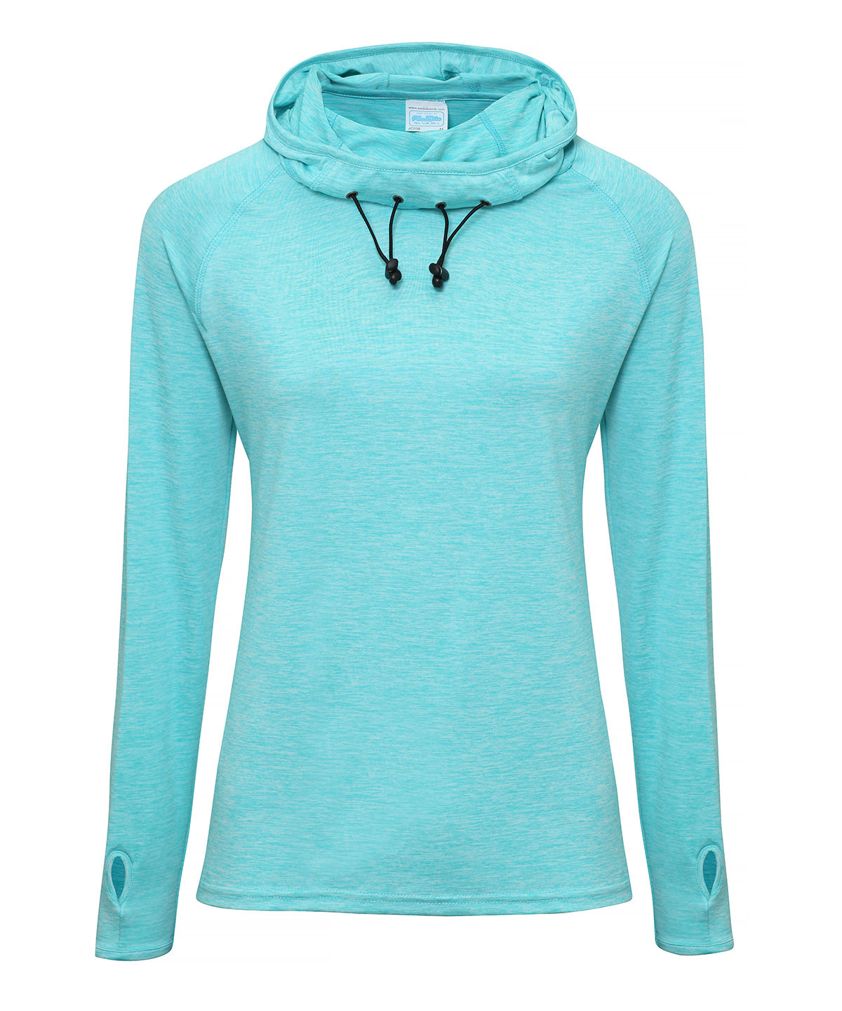 Womens cool cowl neck top | ocean blue melange