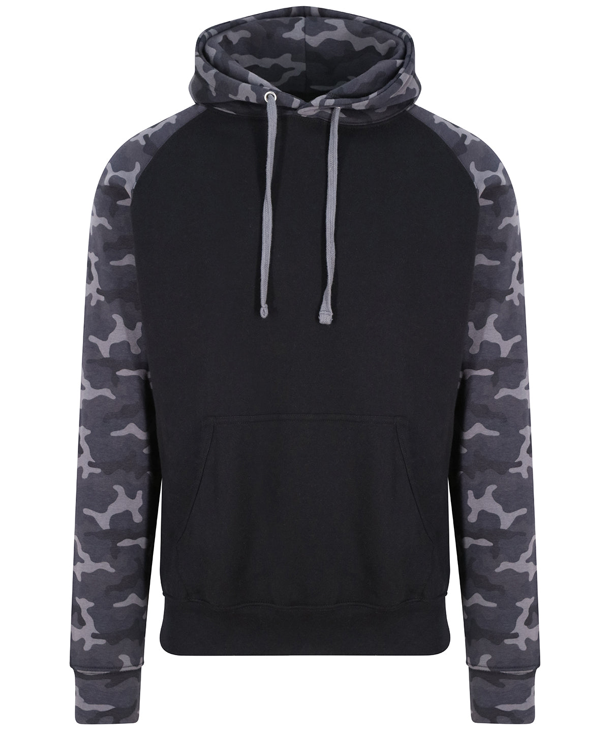 Baseball hoodie | Solid Black/Black Camo