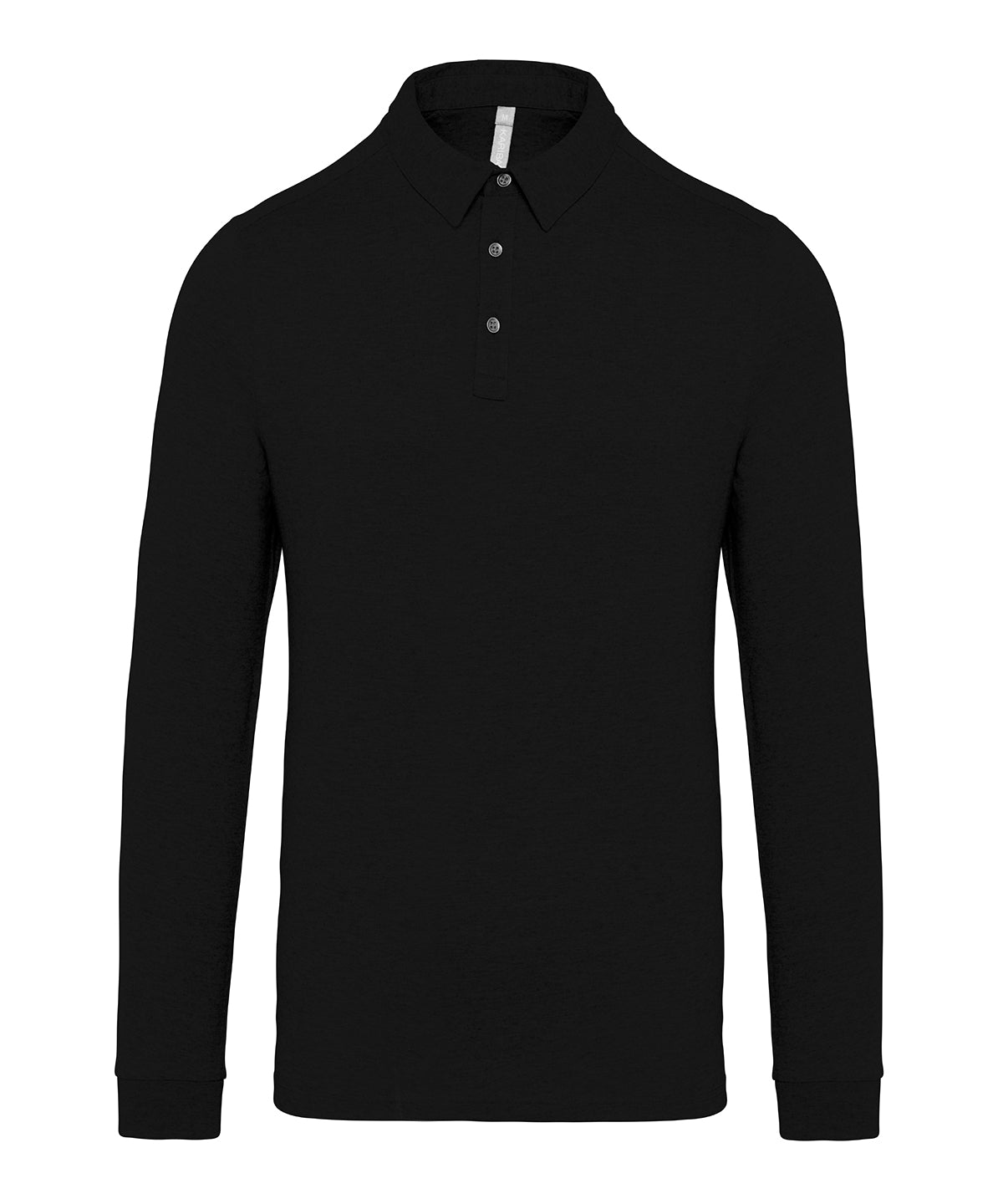 Jersey knit long sleeve polo shirt | Black