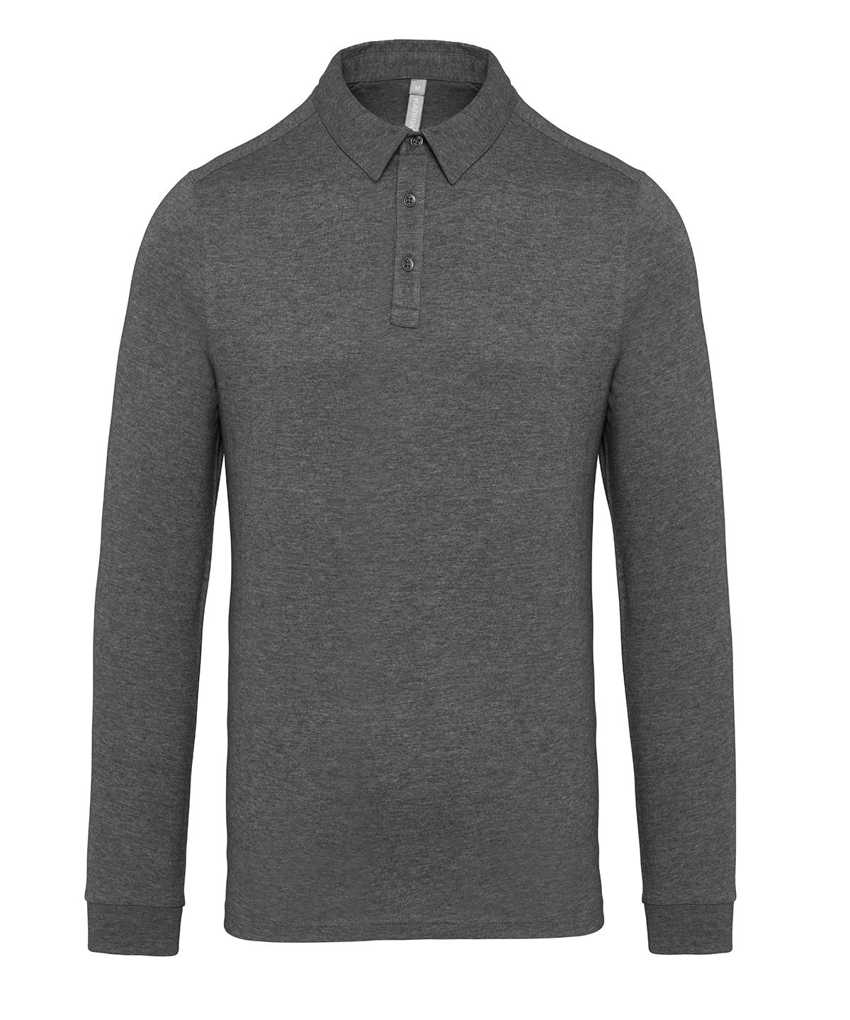 Jersey knit long sleeve polo shirt | grey heather