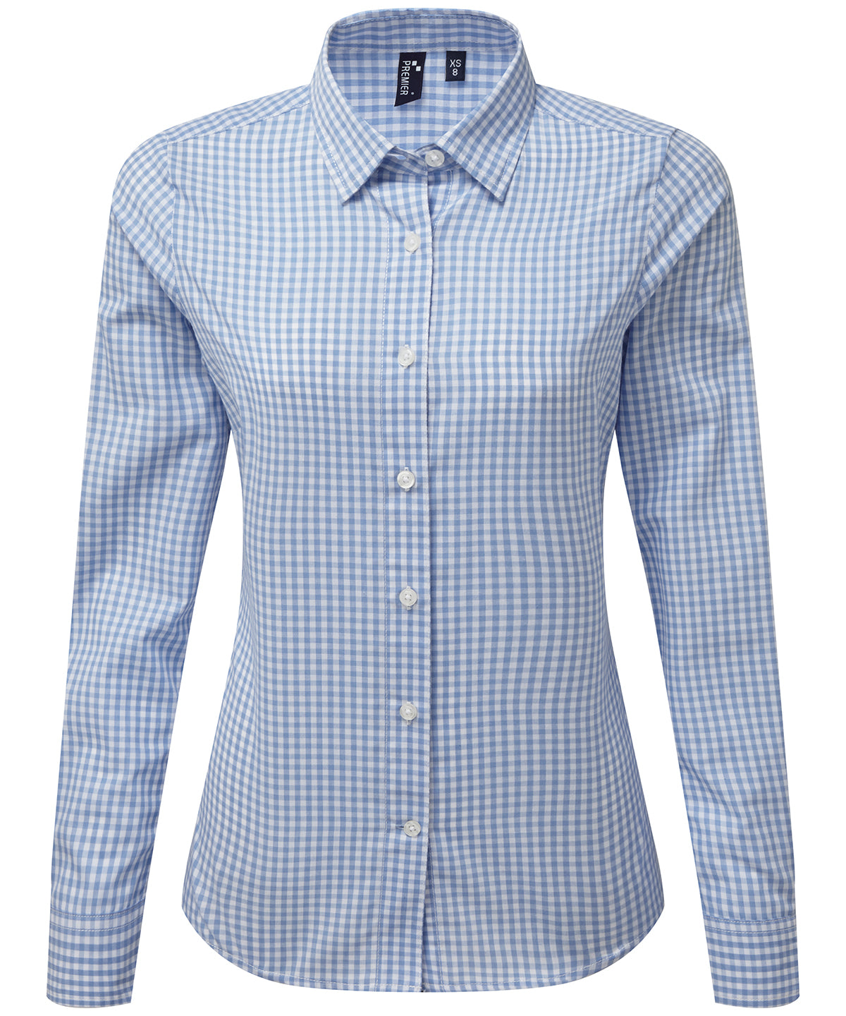 Womens Maxton check long sleeve shirt | light blue/white