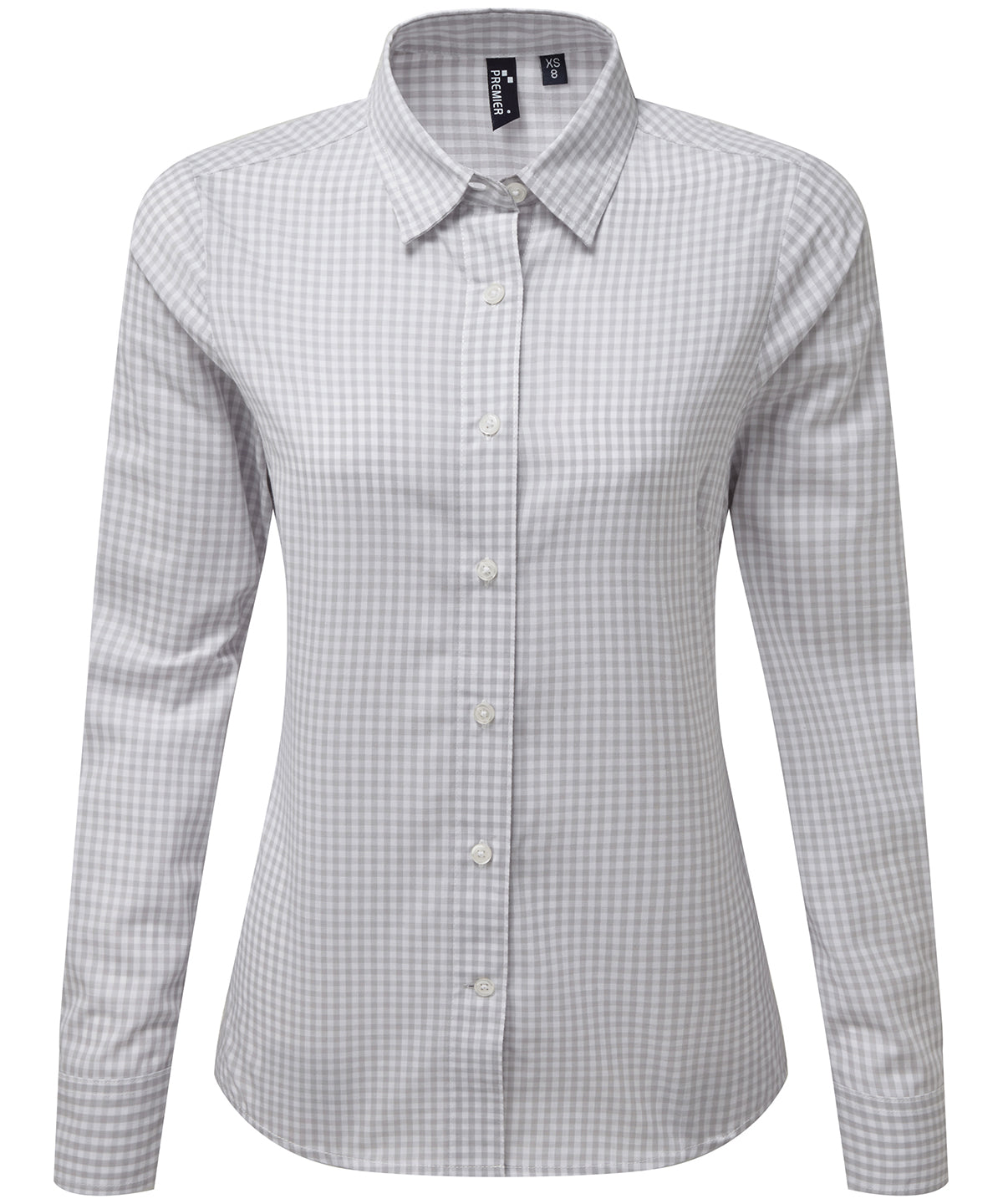 Womens Maxton check long sleeve shirt | silver/white