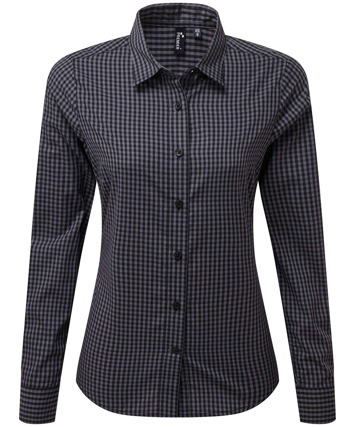 Womens Maxton check long sleeve shirt | steel/black