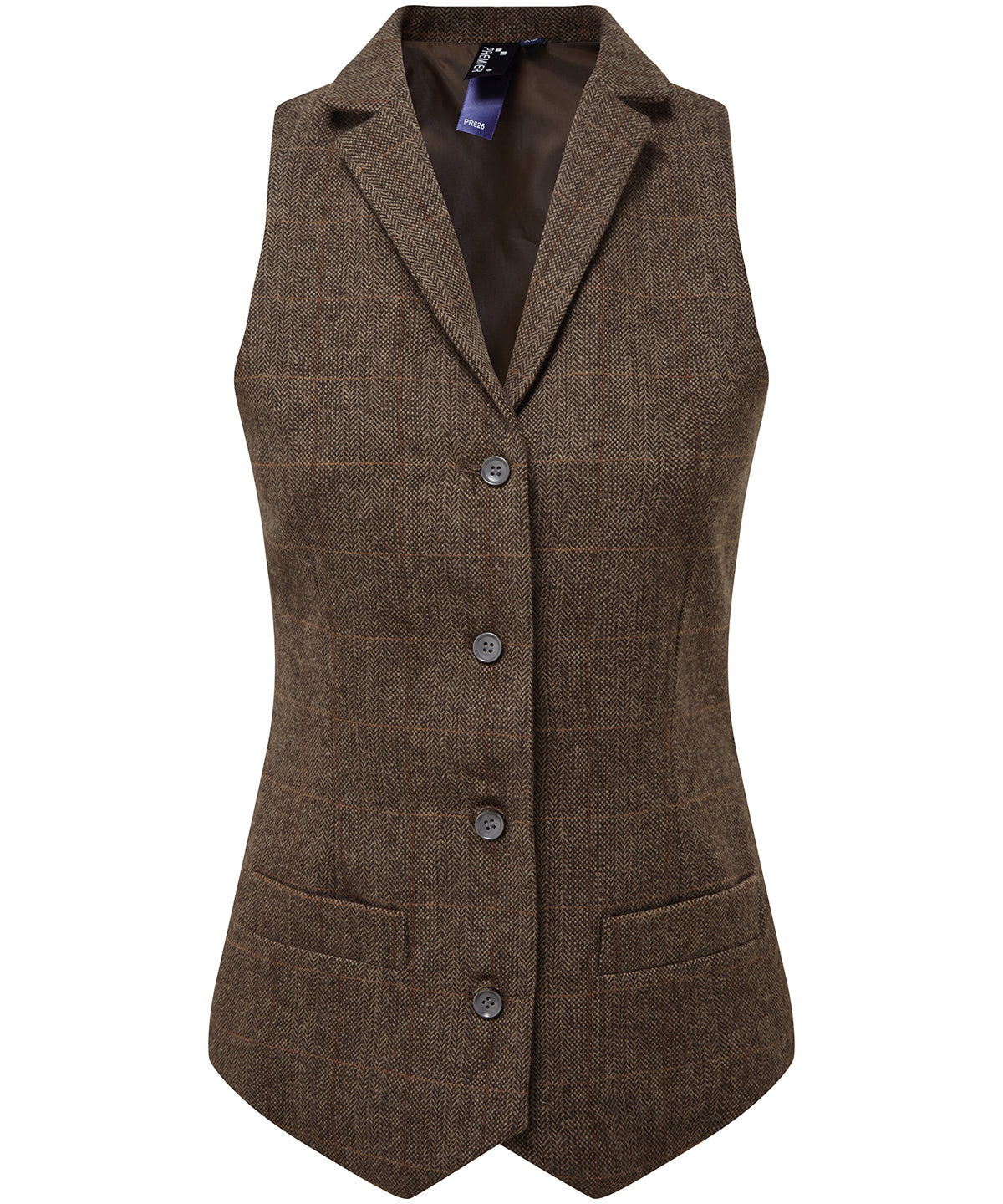 Womens herringbone waistcoat | brown check