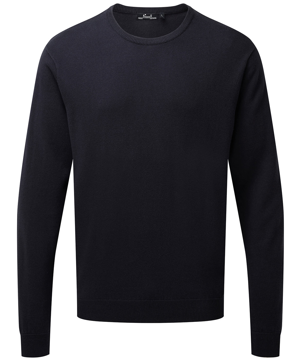 Crew neck cotton-rich knitted sweater | navy