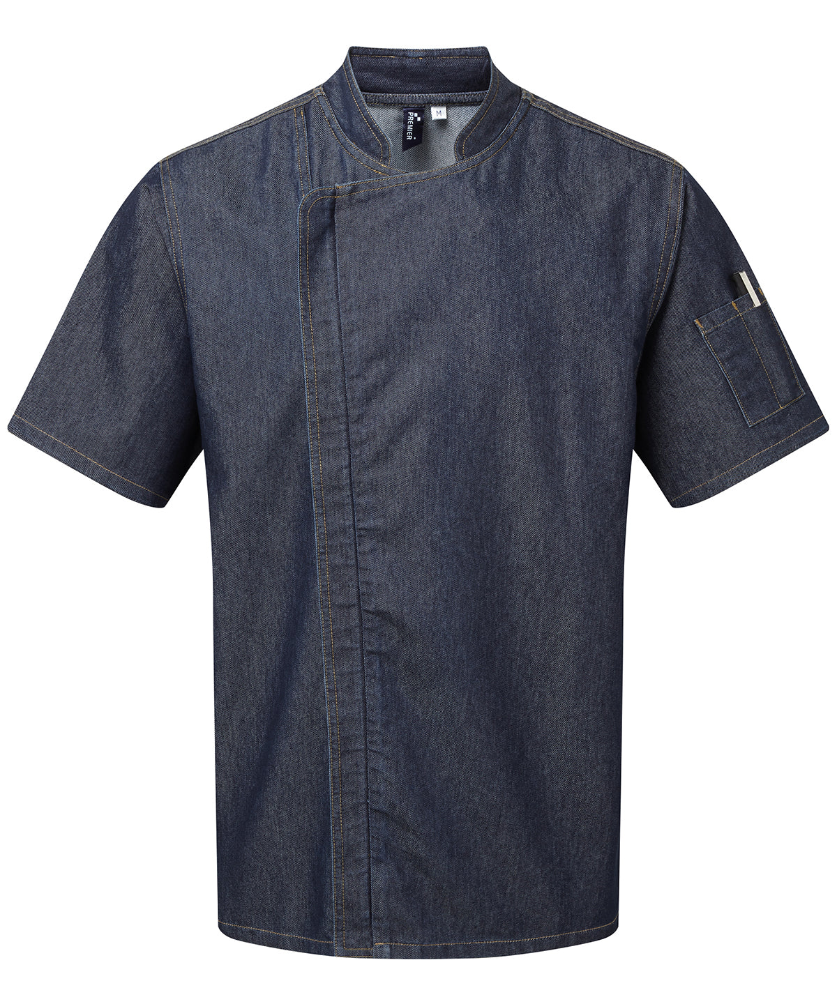 Chefs zip-close short sleeve jacket | indigo denim